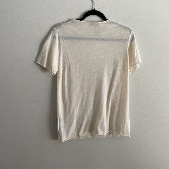 Zara Knit Women M Beige Wool Blend Sheer Lightweight Short Sleeve Sweater NWT - Picture 11 of 11